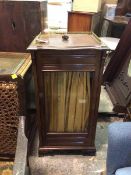 An Edwardian sheet music cabinet, with a pierced three quarter gallery top, with moulded