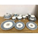 A Wedgwood Florentine pattern tea service, including six teacups (each: 6cm), six saucers, six