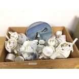 A mixed lot of china including a Danish B&G plate, with two water birds (24cm), Derby demi tasse