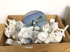 A mixed lot of china including a Danish B&G plate, with two water birds (24cm), Derby demi tasse