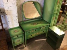 A three piece bedroom suite, first half of the 20thc., with dressing table with hinged mirror