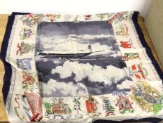 Aviation interest: a BOAC scarf, the central panel depicting a BOAC Comet passenger jet, with