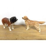 Two Beswick dogs, including a Saint Bernard, one paw inscribed Corna Garth Stroller and the other