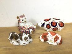 A group of four Royal Crown Derby animal figures including Scruff, and Puppy (tallest: 8cm)