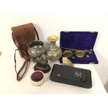 A mixed lot including a Kodak camera, a cloisonne vase, a set of scales etc. (a lot)