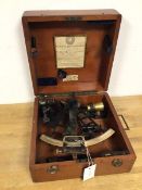A 1920s sextant by Benn Franks, Hull, in original mahogany box with labels to interior (box: 14cm