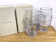 Two similar Jasper Conran vases, one Stuart Crystal, one Waterford, in original boxes, Aurora