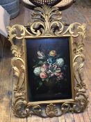 20thc school, Still Life with Flowers, in pierced frame, oil (44cm x 30cm)