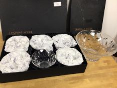 A set of six Thomas Webb Crystal bowls in original packaging and Jenners wrapping (each: 7cm x 13cm)