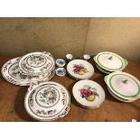 A mixed lot of china including a set of six German side plates, marked Winterling, all with fruit