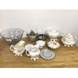 A mixed lot including a Japanese lidded jar, lustre ware bowl, two milk jugs etc. (a lot)