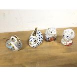 A group of Royal Crown Derby animal figures including Duckling, Poppy Mouse and the Derby