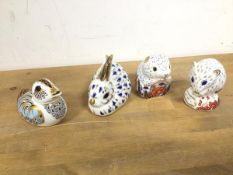 A group of Royal Crown Derby animal figures including Duckling, Poppy Mouse and the Derby