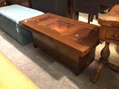 A modern Chinese bijouterie table, the rectangular top with central display area, the glass top