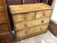 A Victorian pine chest of drawers with grained and painted distressed finish, the rectangular