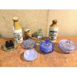 A mixed lot including two early 20thc soda bottles including R Douglas, Ginger Beer, Kirkcaldy and