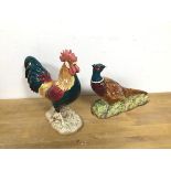Two Beswick animal figures, one a Pheasant, the other Leghorn (26cm)