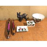 A mixed lot including a bowl with cherry decoration, stamped Villeroy & Boch, Dresden to base, c.