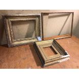 A group of three moulded gilt frames (largest internal: 25cm x 19cm)