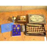 A mixed lot including a Das Angelspiel vintage children's game, lacking one rod, a Coinage of