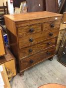 A Victorian mahogany chest of drawers, the rectangular top with moulded edges above two short and