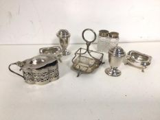 A mixed lot of silver including a Hamilton & Inches condiment tray (9cm) (52g), with two shakers,