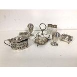 A mixed lot of silver including a Hamilton & Inches condiment tray (9cm) (52g), with two shakers,