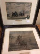 Two early 19thc prints, Halfway and Mail Coach (29cm x 36cm)