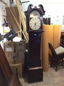 An early 19thc mahogany longcase clock, with unusual painted dial with roman numerals and