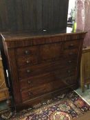 A 19thc mahogany chest of drawers, the rectangular top with moulded edge above a central rectangular