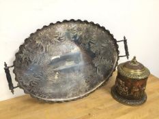 An Edwardian Epns drinks tray, with ruffled raised edge, foliate engraving and inscribed Presented