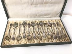 A set of twelve Norwegian coffee spoons, each inscribed TFD and dated 14 8 1926, and stamped 830, in
