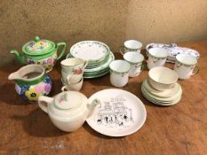 A mixed lot of china, including an Alfred Meakin decorative plate with Parisien street scene,