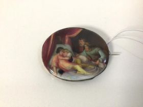 A 19thc Austrian style enamelled panel brooch, depicting the Murder of the Princes in the Tower (6cm