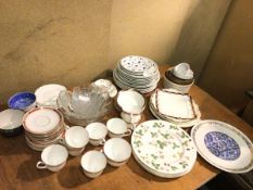 A mixed lot of china including a set of eight Royal Doulton Beaufort teacups (each: 7cm), eight
