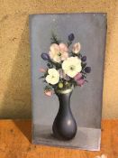 A Dorrie Reekie still life Flower and Vase, oil, unframed (38cm x 21cm)