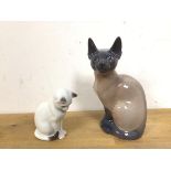 Two Royal Copenhagen cats including a Siamese (20cm)