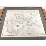 A reproduction of an 18thc map, printed c.1994, depicting the British Isles, orientation is