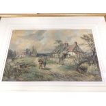 W. Reynolds, Village Scene with Cottages, watercolour, signed and dated 1889 bottom left (34cm x