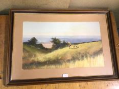Jonathan Wells, Father and Son Hunting, oil, signed bottom right (39cm x 66cm)