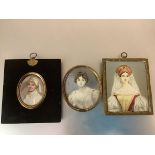 English School, c. 1830, a portrait miniature of a young lady with ringlets, watercolour on ivory,