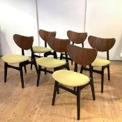 G-Plan Librenza, a set of six "Butterfly" dining chairs, each curved back rest over an upholstered