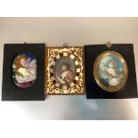 Three portrait miniatures, early 20th century, each a portrait of a lady after or in the manner of