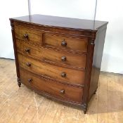 A Regency mahogany bowfront chest, in the manner of Gillows, the top with reeded edge over two short