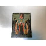 Russian School, 19th Century, Five Saints, an icon, oil on panel. 17.25cm by 13cm. Provenance: The