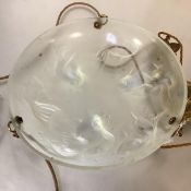 A Sabino opalescent glass ceiling light or plafonnier, c. 1930, "Les Poissons" moulded with carp-