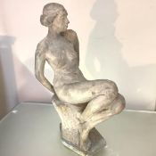 British School, c. 1930, A Seated Nude, unsigned, plaster. Height 62cm. Note: presumably a plaster