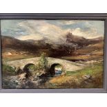 Peter Wishart A.R.S.A. (Scottish, 1846-1932), A Stone Bridge in a Highland Landscape, signed lower