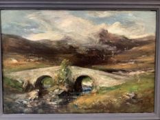 Peter Wishart A.R.S.A. (Scottish, 1846-1932), A Stone Bridge in a Highland Landscape, signed lower