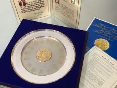 A limited edition silver and silver-gilt commemorative plate, Yorkshire Mint, Sheffield 1977,